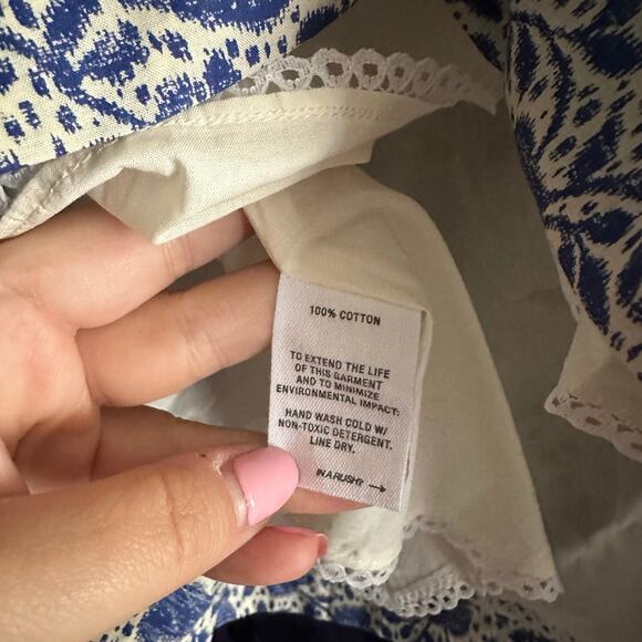 Alex Mill Floral Drawstring Waist A-Line Knee Length Skirt Blue Size Small - Picture 5 of 5